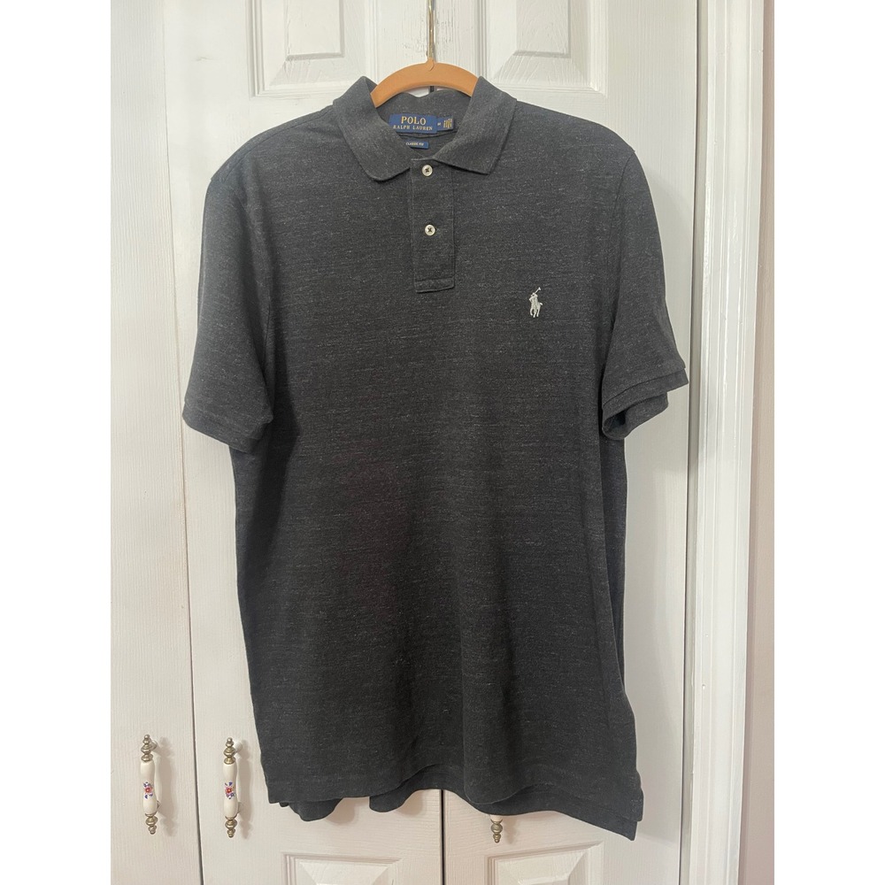Polo Ralph Lauren Mens Classic Fit Short Sleeve Polo Shirt Charcoal Gray Size M